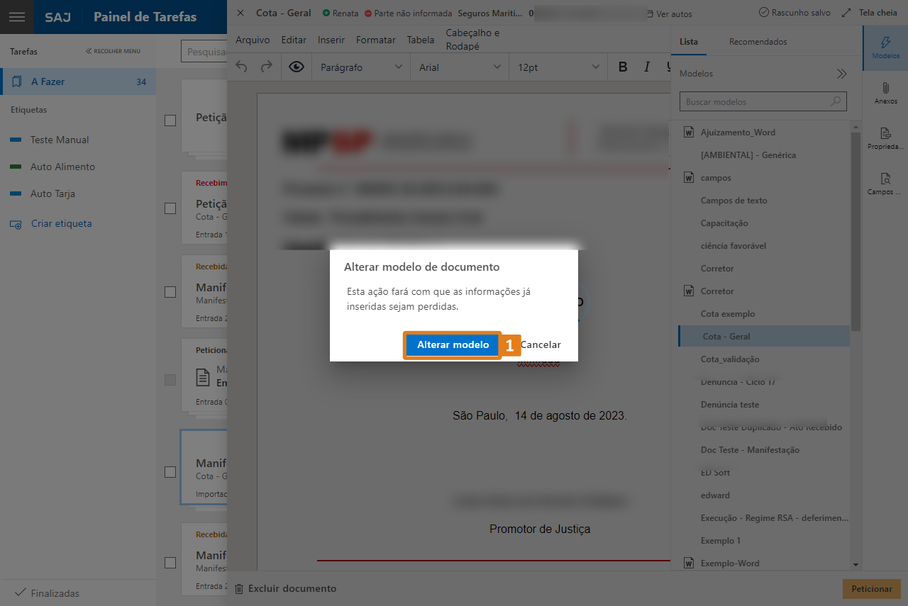 alterar modelo de documento
